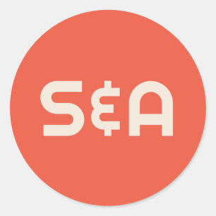 Mit Monogramm Hochzeit in Orange und Gelb Runder Aufkleber