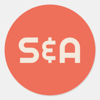 Mit Monogramm Hochzeit in Orange und Gelb Runder Aufkleber