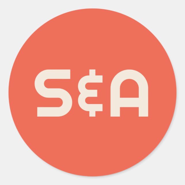 Mit Monogramm Hochzeit in Orange und Gelb Runder Aufkleber (Vorderseite)