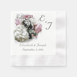 Mit Monogramm Hochzeit in Rosa und Weiß Serviette