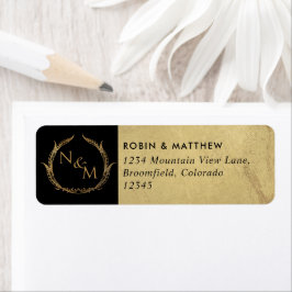 Mit Monogramm Hochzeit in Schwarz und Gold