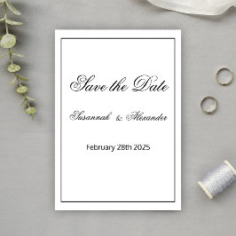 Mit Monogramm Hochzeit in Schwarz und Weiß Save The Date