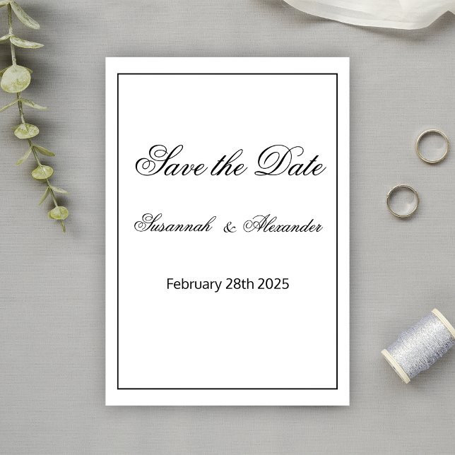 Mit Monogramm Hochzeit in Schwarz und Weiß Save The Date (Von Creator hochgeladen)