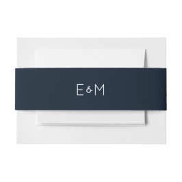 Mit Monogramm Hochzeit von Navy Blue und White Einladungsbanderole