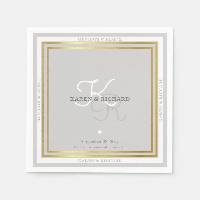mit Monogramm Hochzeitsempfang Serviette (Vorderseite)