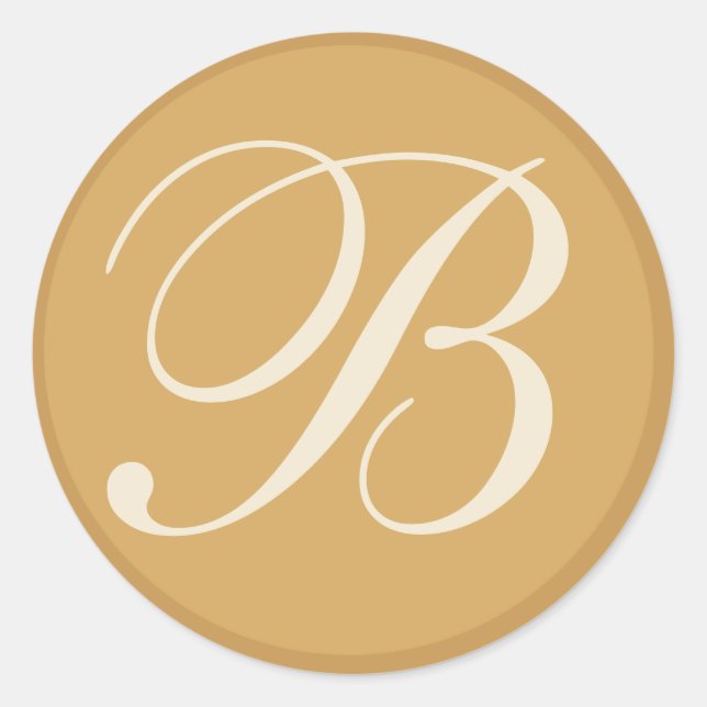 Mit Monogramm Hochzeitsfeiern in Beige & Creme Runder Aufkleber (Vorderseite)