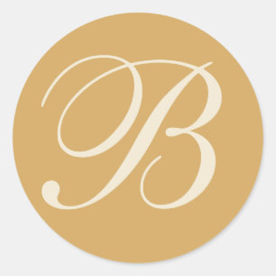 Mit Monogramm Hochzeitsfeiern in Beige & Creme Runder Aufkleber