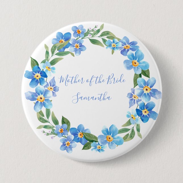 Mit Monogramm Hochzeitsgeschenk für blaugelbe Flor Button (Vorderseite)