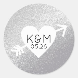 mit Monogramm Hochzeitsherz Liebe Runder Aufkleber