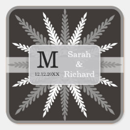 Mit Monogramm Hochzeitskleber auf schwarz Quadratischer Aufkleber