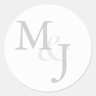 Mit Monogramm Hochzeitsstipps in Grau und Weiß Runder Aufkleber