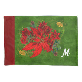 Mit Monogramm Holiday Floral Poinsettias Kissenbezug