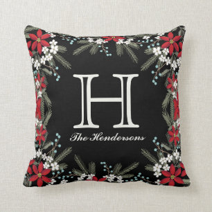 Mit Monogramm Holiday Thema Blumendekor Kissen