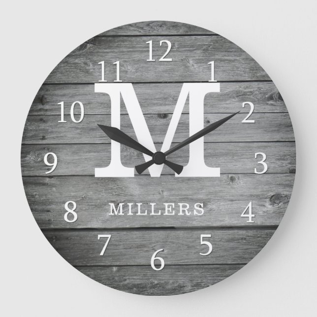 Mit Monogramm Holzhaus Große Wanduhr (Vorderseite)