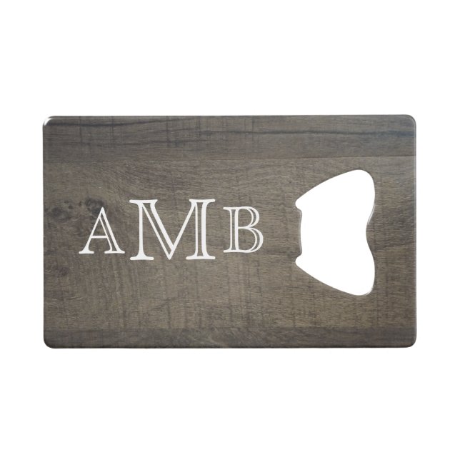 Mit Monogramm Holzlook Geldbeutel Flaschenöffner (Vorderseite (Horizontal))