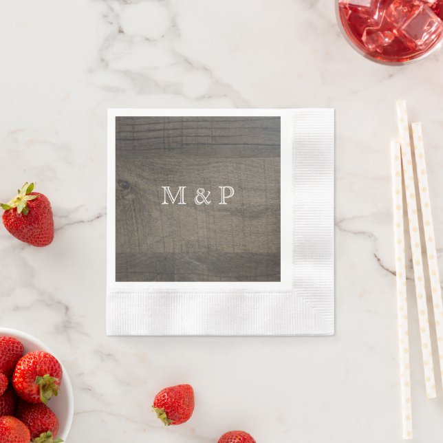 Mit Monogramm Holzlook Serviette (Beispiel)