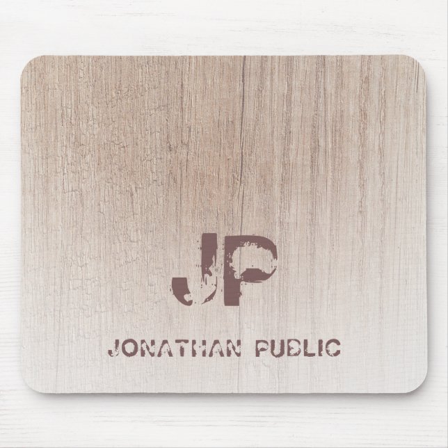 Mit Monogramm Holzschau-Vorlage Mousepad (Vorne)
