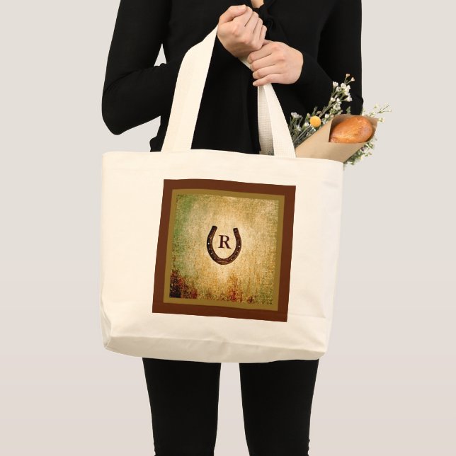 Mit Monogramm Horseshoe Jumbo Stoffbeutel (Vorderseite (Produkt))