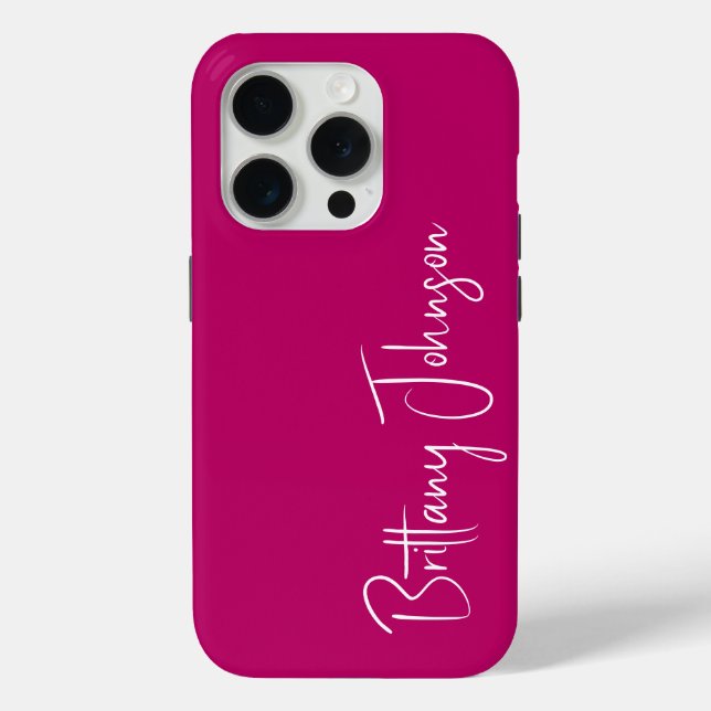 Mit Monogramm Hot Pink Case-Mate iPhone Hülle (Rückseite)