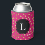 Mit Monogramm Hot Pink und Gold Glitzer Polka Dot Dosenkühler<br><div class="desc">Moderne und on-Trend-Punkte von Imitaten Gold Glitzer auf einem heißen rosa Hintergrund sind mit einem klassischen schwarz-weiß maßgeschneiderten Monogramm,  sodass Sie nie den Überblick über Ihr Getränk verlieren.</div>