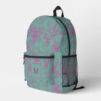 Mit Monogramm Hot Pink und Türkis Bedruckter Rucksack