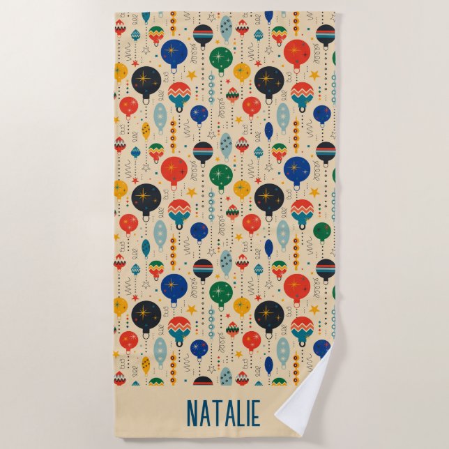 Mit Monogramm hübsche Ornament Retro Strandtuch (Vorderseite)