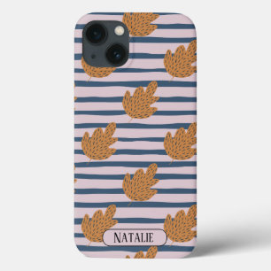 Mit Monogramm hübsche Streifen und Blätter Case-Mate iPhone Hülle