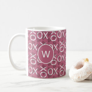 Mit Monogramm Hugs Kisses XOXO Pink Kaffeetasse