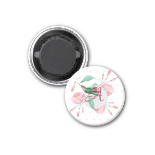 Mit Monogramm Hummingbird Pink Minze Blütendekorat Magnet