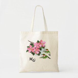 Mit Monogramm Hummingvogel und Blume Tote Tasche