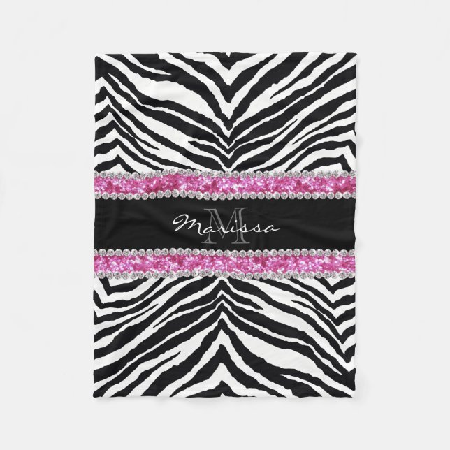 Mit Monogramm Imitat-Glitzer Bling diamante de Fleecedecke (Vorderseite)