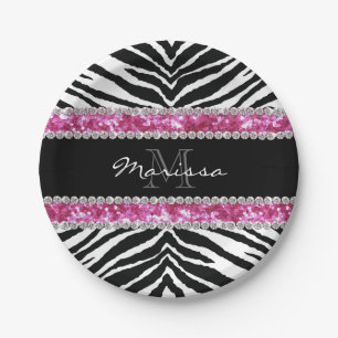 Mit Monogramm Imitat Glitzer Bling Kristall Girl's Pappteller