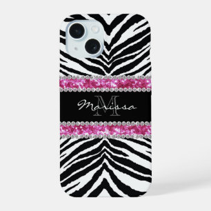 Mit Monogramm Imitate Glitzer Bling Kristall Girl' iPhone 15 Hülle