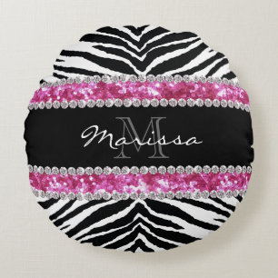 Mit Monogramm Imitate Glitzer Bling Kristall Girl' Rundes Kissen