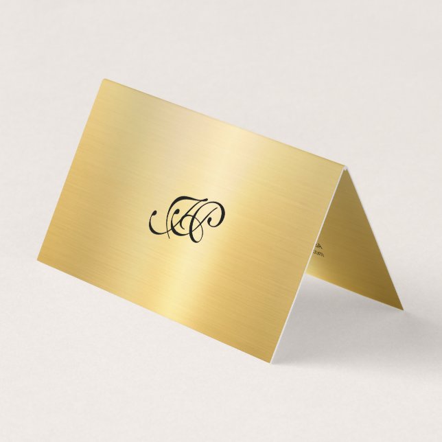 Mit Monogramm Imitate Gold Elegante Kalligrafie-Sk Visitenkarten (Vorderseite)