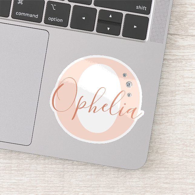 Mit Monogramm Individuelle Name Elegante Imitats Aufkleber (Detail)