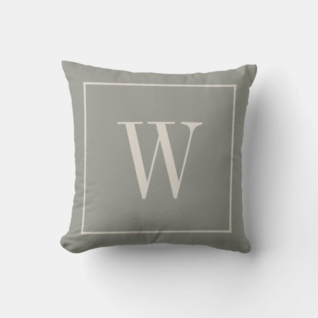 Mit Monogramm Initale Trendy Rustic Grau Kissen (Vorderseite)