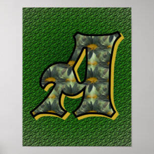 Mit Monogramm Initial A Black Daisies Poster