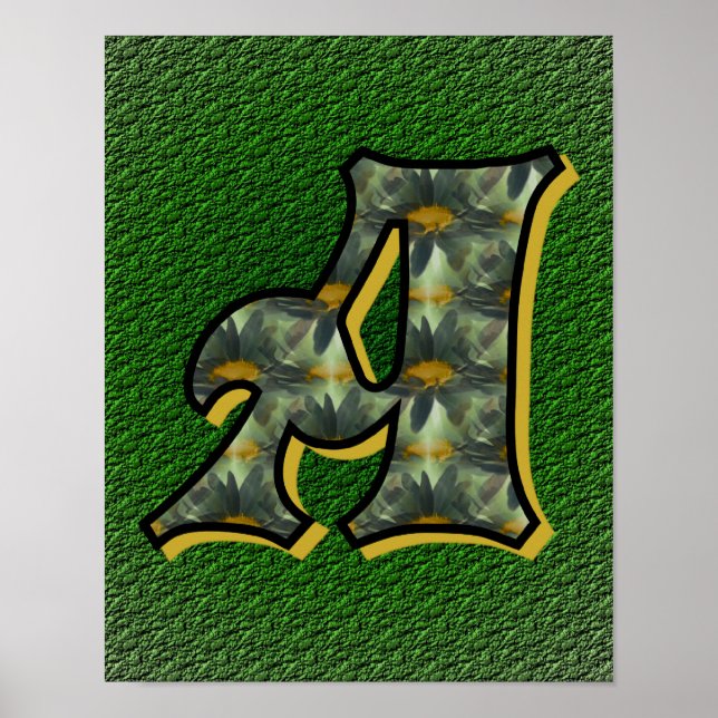 Mit Monogramm Initial A Black Daisies Poster (Vorne)