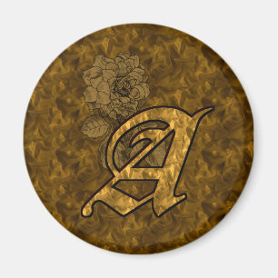 Mit Monogramm Initial A Gold Peony Magnet