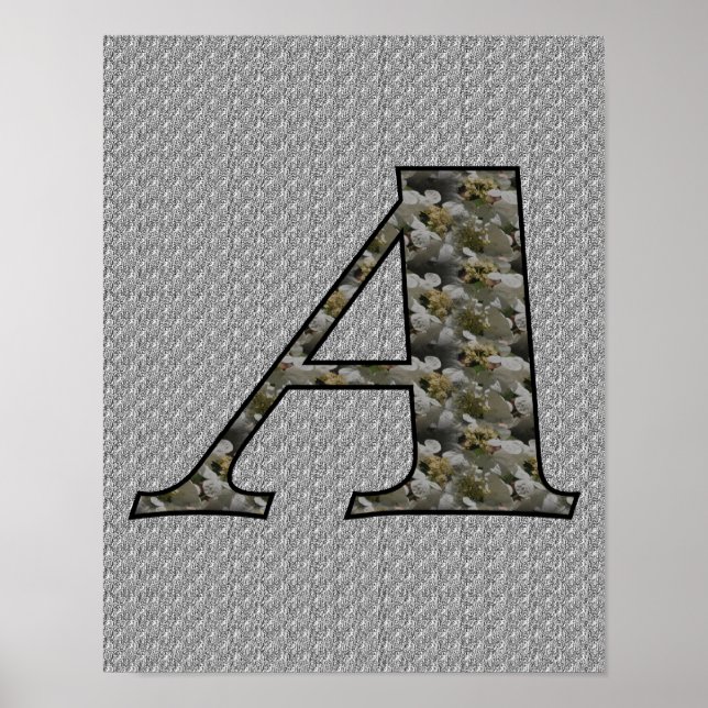 Mit Monogramm Initial-A-Hydrangea-Blumenposter Poster (Vorne)