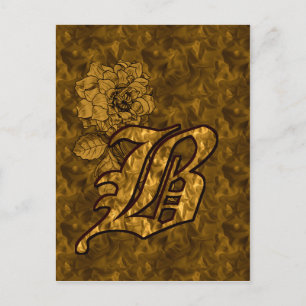 Mit Monogramm Initial B Gold Peony Postcard Postkarte
