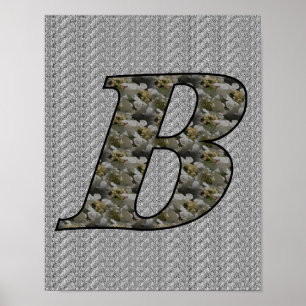 Mit Monogramm Initial-B-Hydrangea-Blumenposter Poster