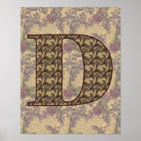 Mit Monogramm Initial D Elegantes Blumenposter