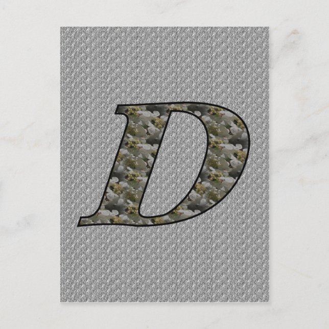 Mit Monogramm Initial D Hydrangea florale Postkart Postkarte (Vorderseite)