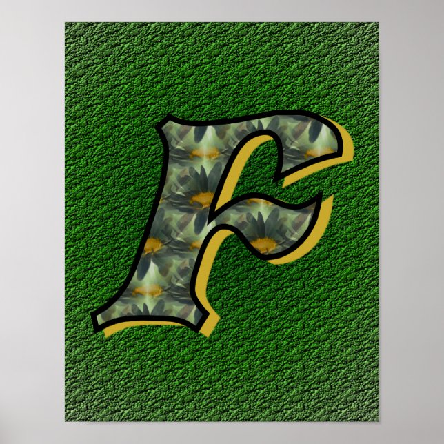 Mit Monogramm Initial F Black Daisies Poster (Vorne)