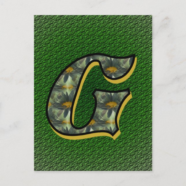 Mit Monogramm Initial G Black Daisies Postkarte (Vorderseite)