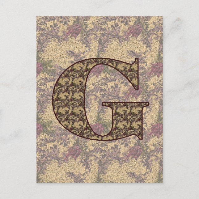 Mit Monogramm Initial G Elegante Florenz Postkarte (Vorderseite)