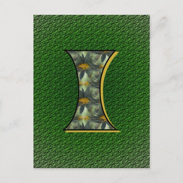 Mit Monogramm Initial I Black Daisies Postkarte (Vorderseite)