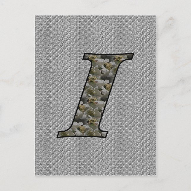 Mit Monogramm Initial I Hydrangea florale Postkart Postkarte (Vorderseite)